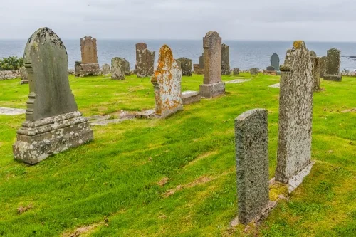 The burial ground, looking out to sea