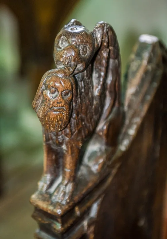 15th century carved bench end