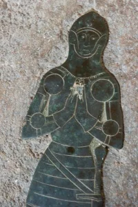 15th century memorial brass of a knight