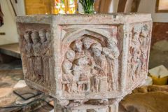 The beautifully carved 15th-century font