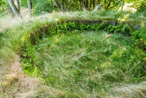 Looking into the circular stone tower