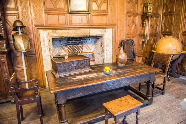 17th century panelled room, ground floor