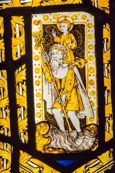 Wygston's House stained glass in the Newarke Houses Museum