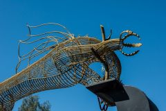 Dragon sculpture at the castle entrance