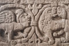 Grotesque beasts on the font