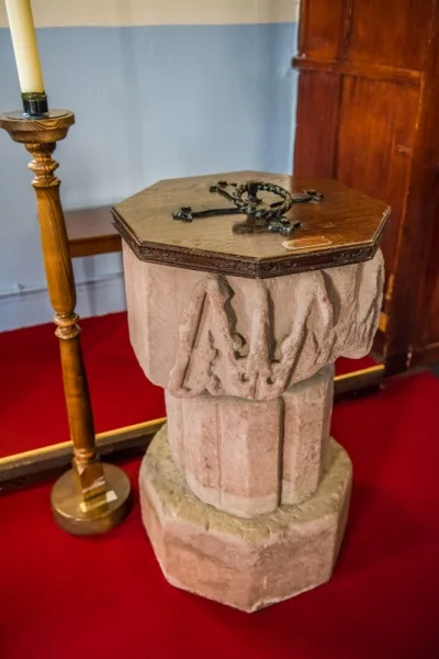 13th century font from Holme Cultram Abbey
