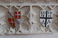 Margaret Boteler memorial, heraldic shields