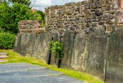 Old gravestones inside the church