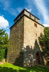 The restored 13th-century tower