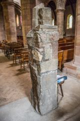 The ancient cross inside St Cuthbert's Church