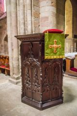 The 17th-century pulpit, from Durham Cathedral