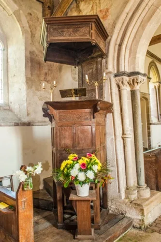 The Jacobean pulpit and sounding board