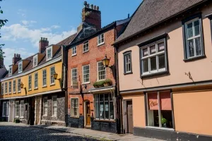 Looking west down the street