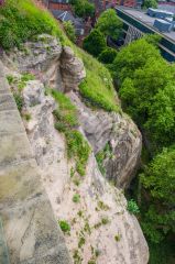 Nottingham Castle, Looking straight down from Castle Rock