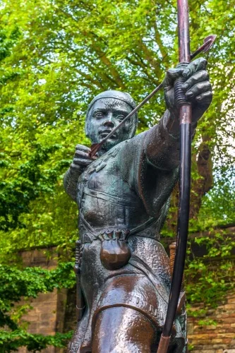 The iconic Robin Hood statue on Robin Hood Lawn