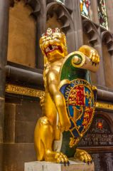 Gilded 1707 lion sculpture