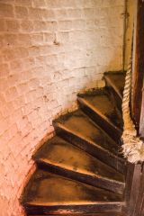 Ascending the spiral stair to the museum