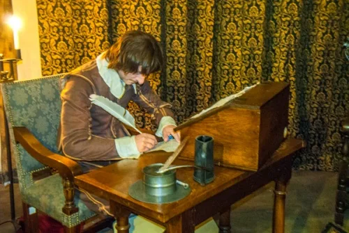 'Cromwell' at work, writing