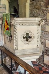 The richly carved Victorian pulpit