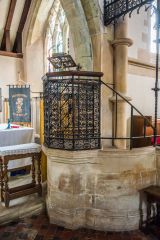 The wrought-iron Victorian pulpit