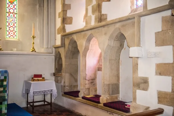 The Gothic sedilia and piscina