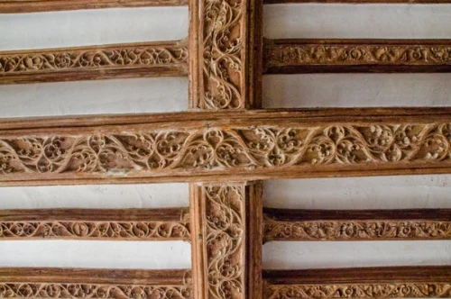 Carved oak beams