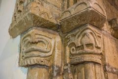 Medieval column capitals n the church