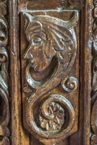 Medieval carving on the tower screen