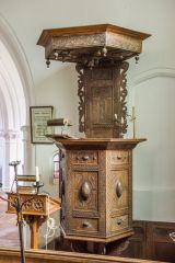 The ornate Jacobean pulpit and tester