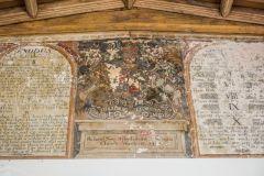 The painted royal coat of arms and Biblical texts