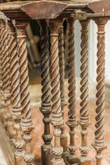 The ornate Jacobean altar rail columns