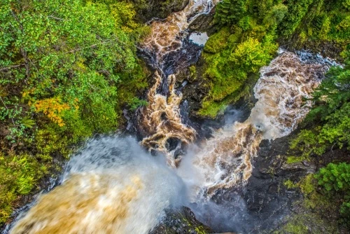 Looking straight down over the waterfall