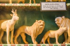 Pollocks Toy Museum, 19th-century wooden animals from Ortesi, Dolomite mountains, Italy