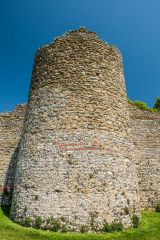 You can see Roman bricks in this circular mural tower
