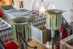 Looking down on the pulpits from the north gallery