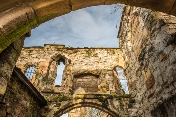 Looking up through the centre of the gateway