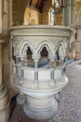 The ornately-carved pulpit