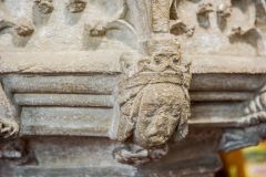Rattlesden, St Nicholas Church, Head of a queen on the 14th century font bowl