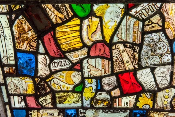 Fragments of medieval stained glass