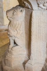 Raveningham, St Andrew's Church, A carved lion on the font stem