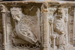 Raveningham, St Andrew's Church, Carved panels on the font bowl