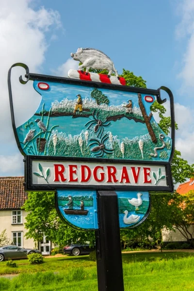 The village sign on the green