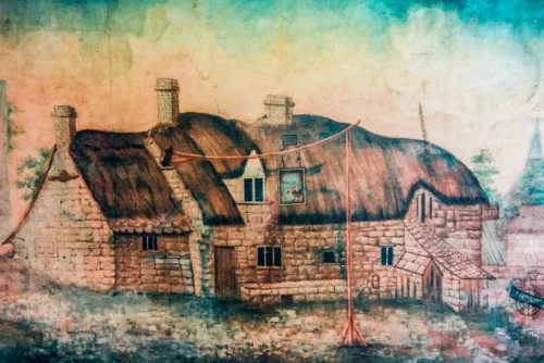 Historic print of the Revolution House