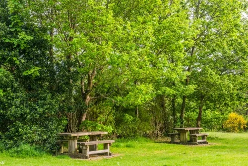 Picnic tables now stand on the castle platform