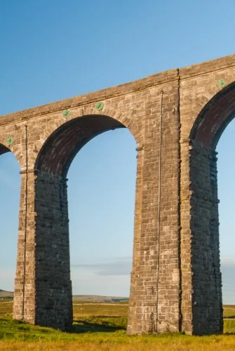 The massive viaduct piers