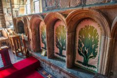 The medieval sedilia and piscina