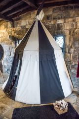 A replica battlefield tent