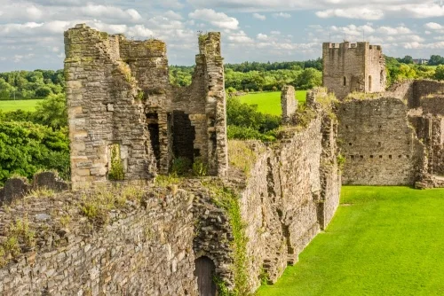 The castle walls from the keep