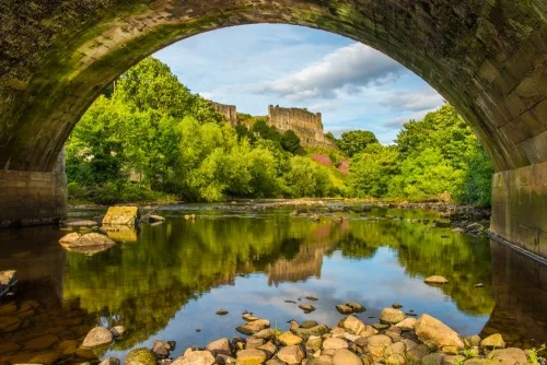 Richmond Castle through Green Bridge arch