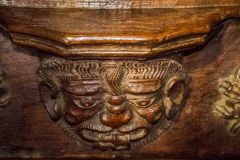 A grotesque misericord face